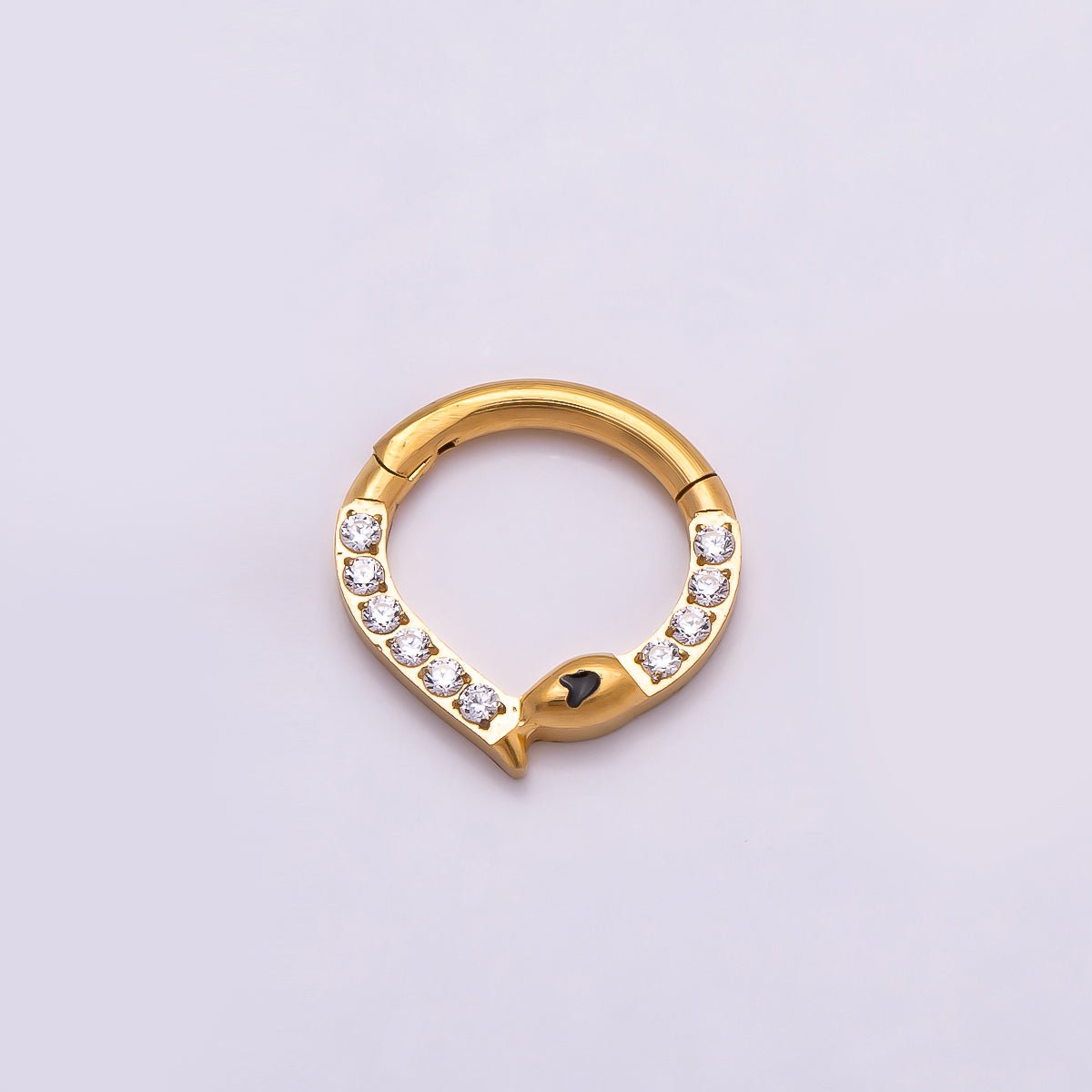 Stainless Steel 10mm Micro Paved CZ Snake Pull Gate Round Finding in Gold & Silver | Findings-00190 Findings-00191 - DLUXCA