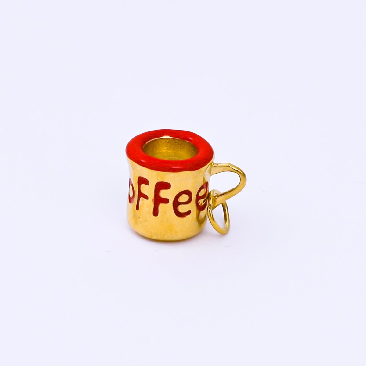 Stainless Steel 10mm Red, White Enamel Coffee Mug Cup 3D Multidimensional Charm | J571 - DLUXCA