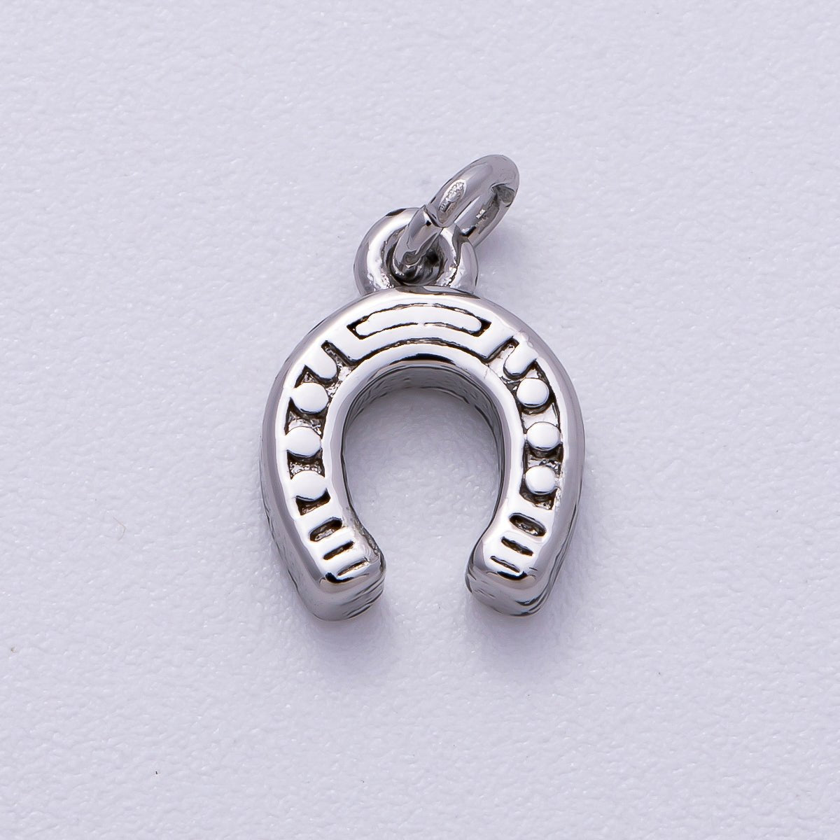 Stainless Steel 10mm Textured Horse Shoe Mini Charm | Charms - 00515 - DLUXCA