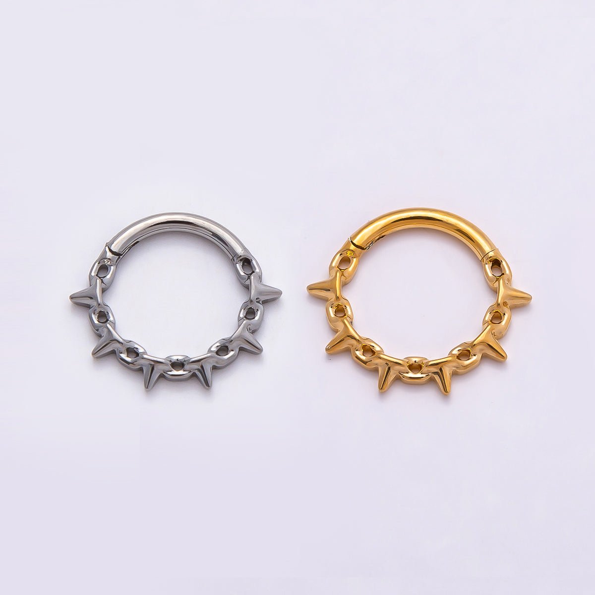 Stainless Steel 11.5mm Spiked Cable Pull Gate Round Finding in Gold & Silver | Findings-00194 Findings-00195 - DLUXCA