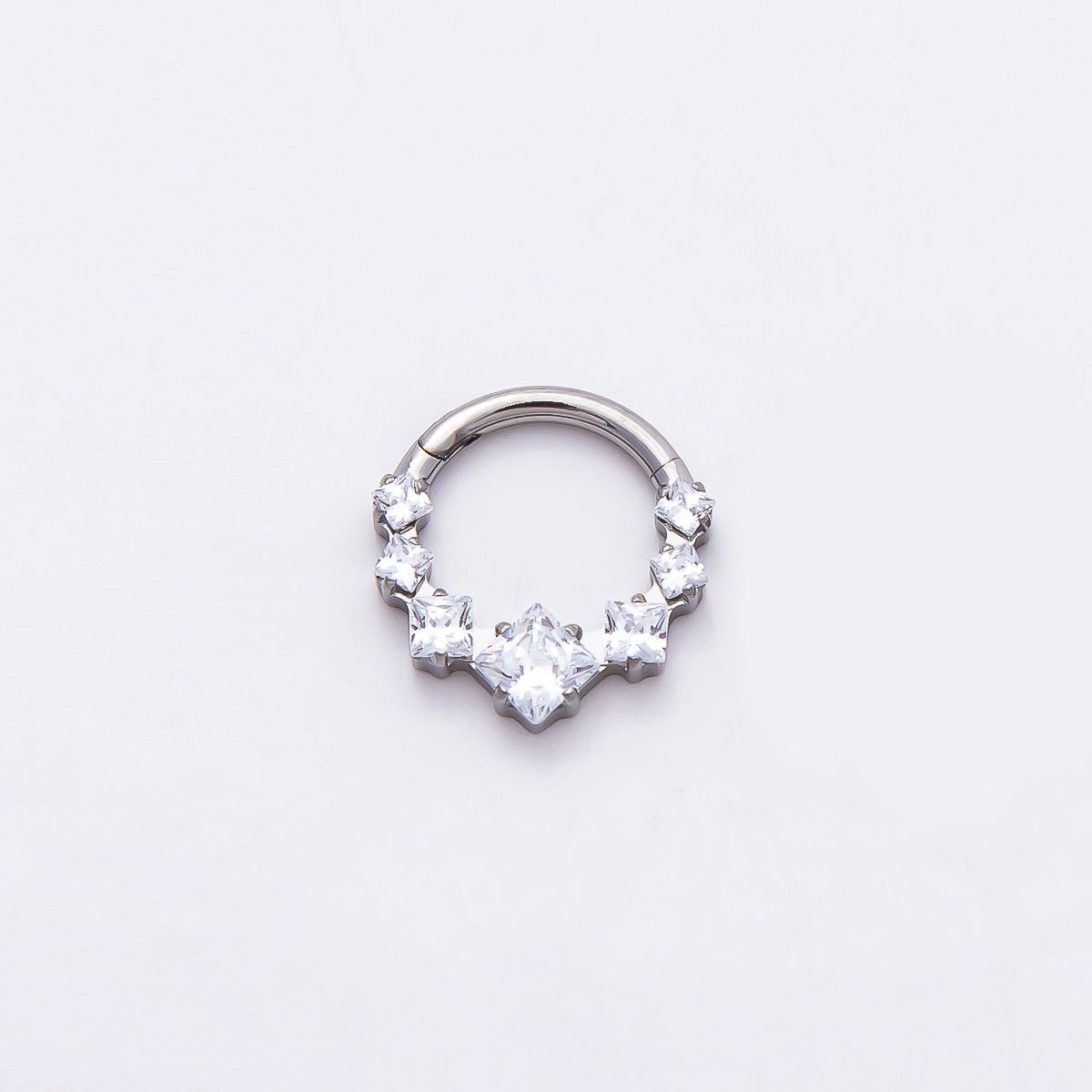 Stainless Steel 11mm Clear Square CZ Cluster Gradient Pull Gate Round Finding in Gold & Silver | Findings-00212 Findings-00213 - DLUXCA