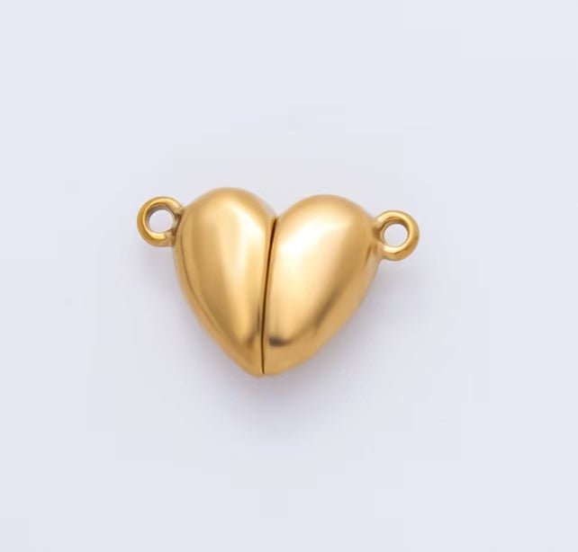 Stainless Steel 11mm Magnetic Heart Charm Connector | Z - 1234 - DLUXCA