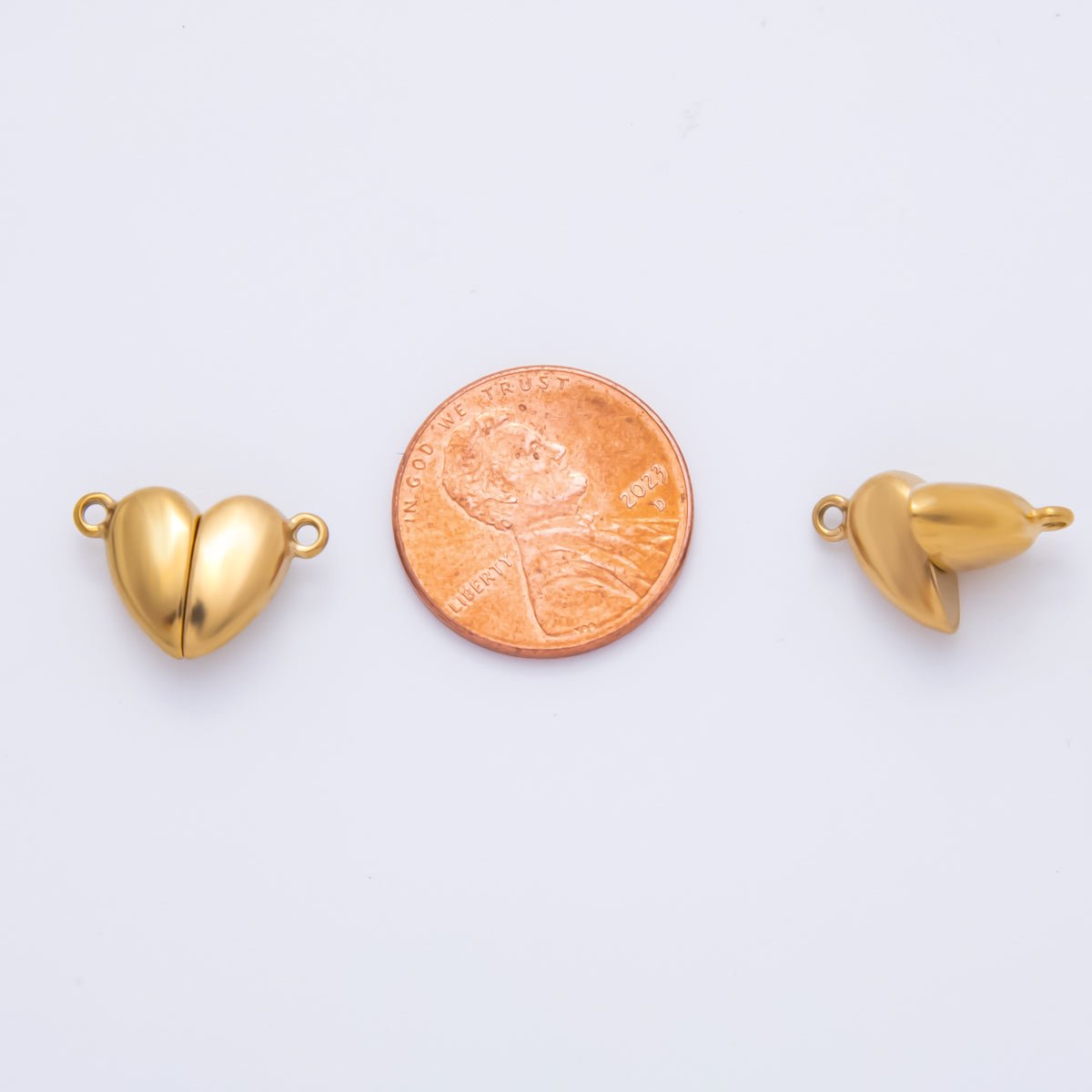 Stainless Steel 11mm Magnetic Heart Charm Connector | Z - 1234 - DLUXCA