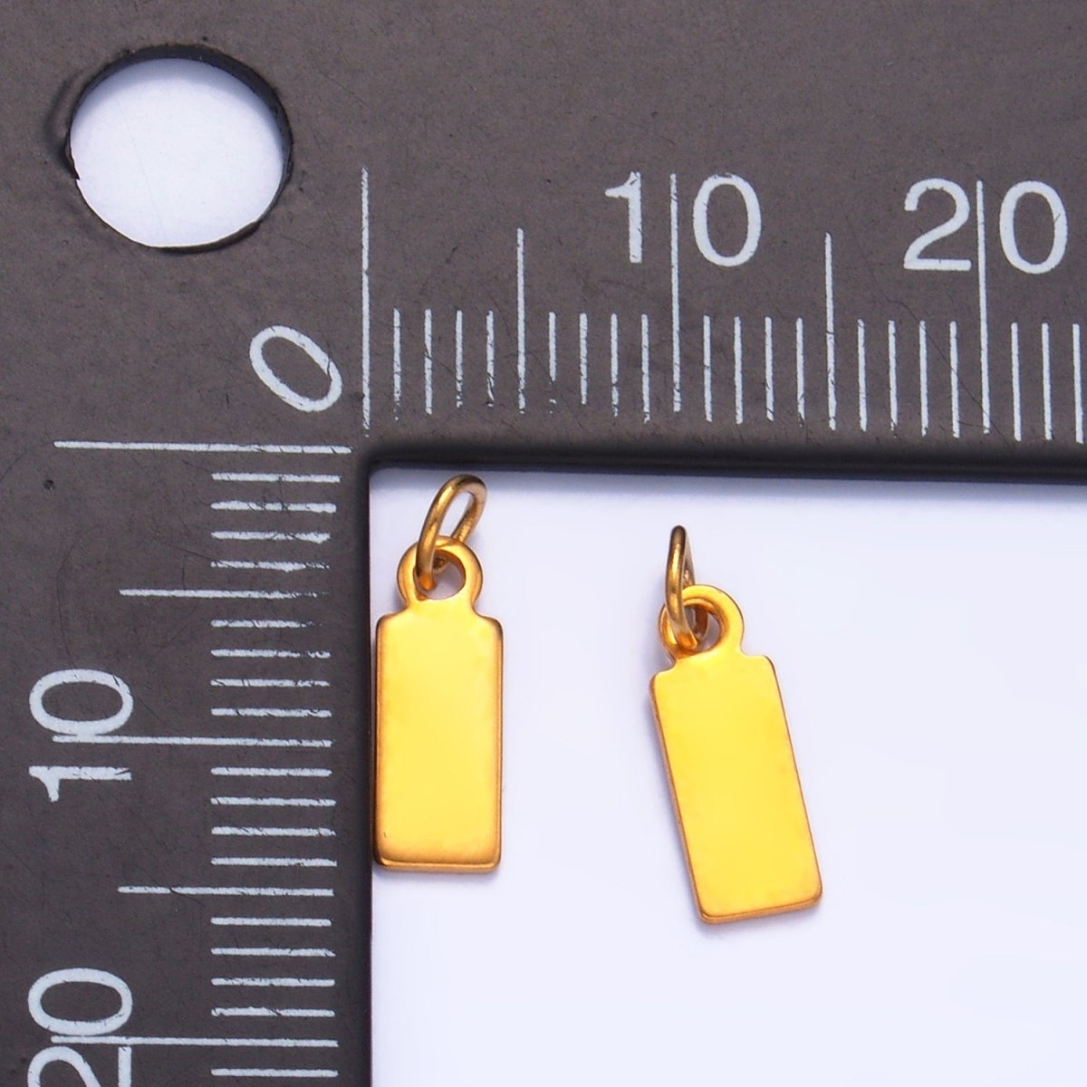 Stainless Steel 11mm Minimalist Rectangular Tag Mini Charm Set | P648 - DLUXCA