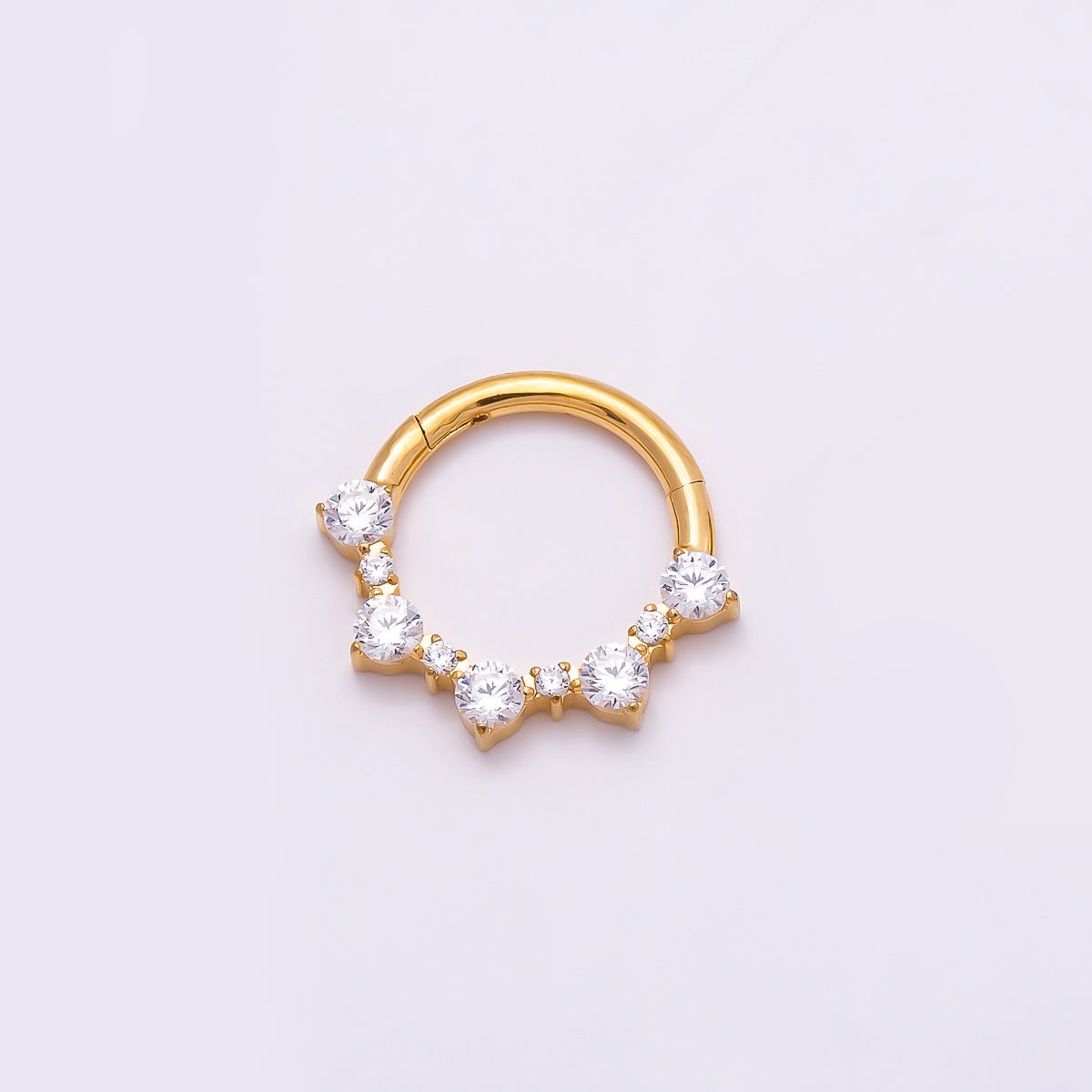 Stainless Steel 12mm Clear CZ Cluster Pull Gate Round Finding | Findings-00200 - DLUXCA