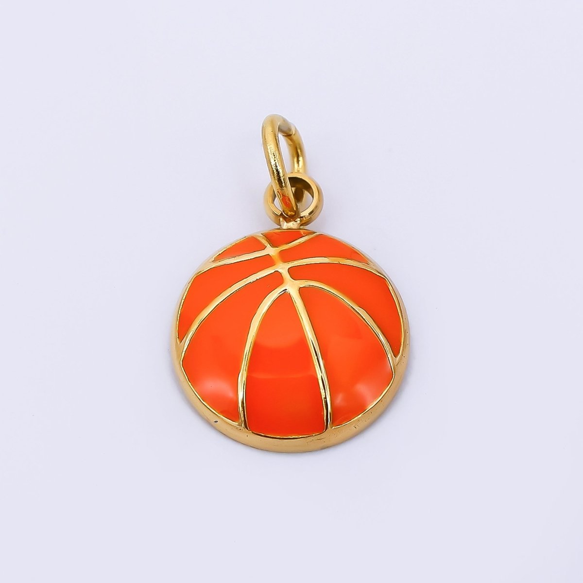 Stainless Steel 12mm Enamel Orange Basketball Sport Charm | J - 332 - DLUXCA
