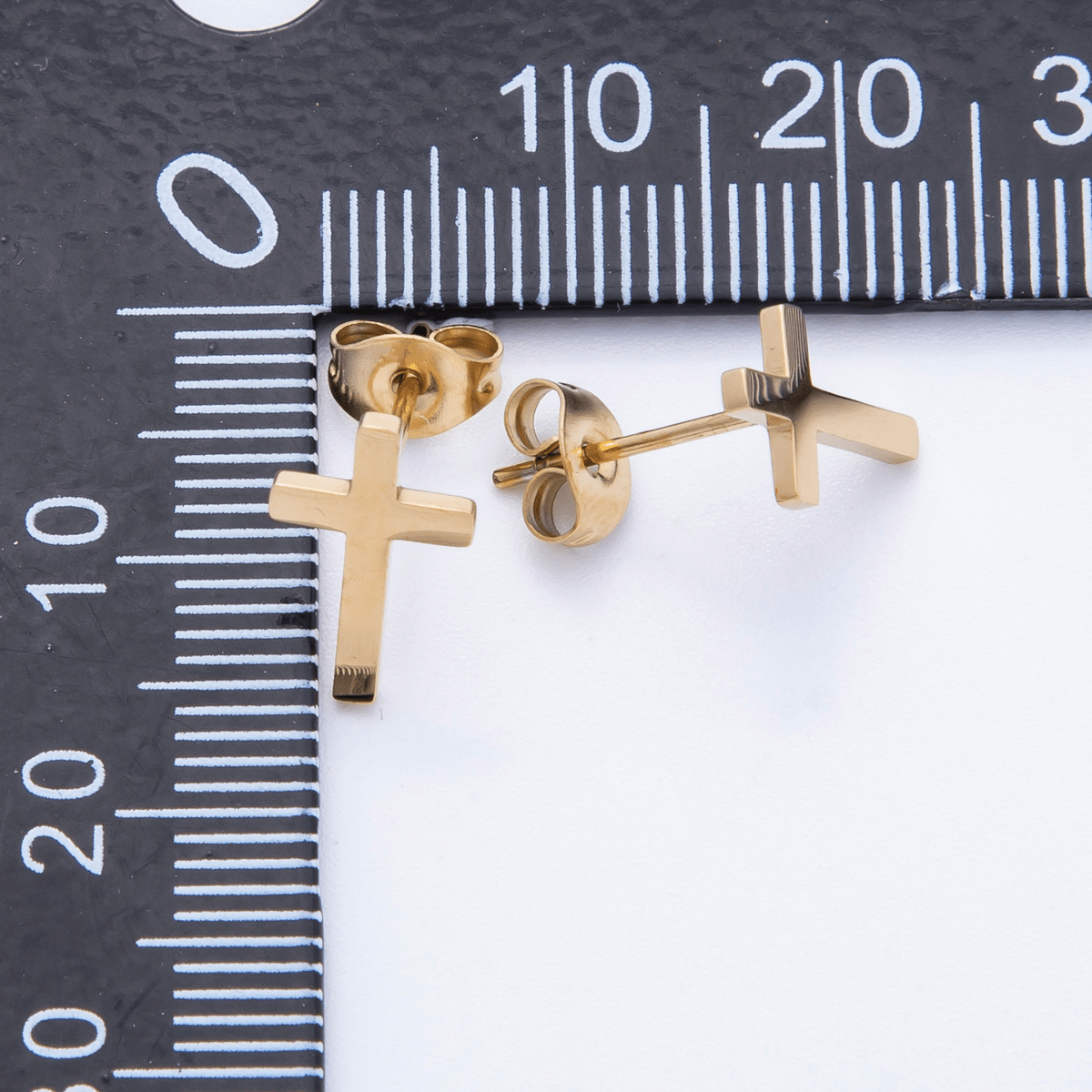 Stainless Steel 12mm Minimalist Religious Cross Stud | Earrings - 00198 - DLUXCA