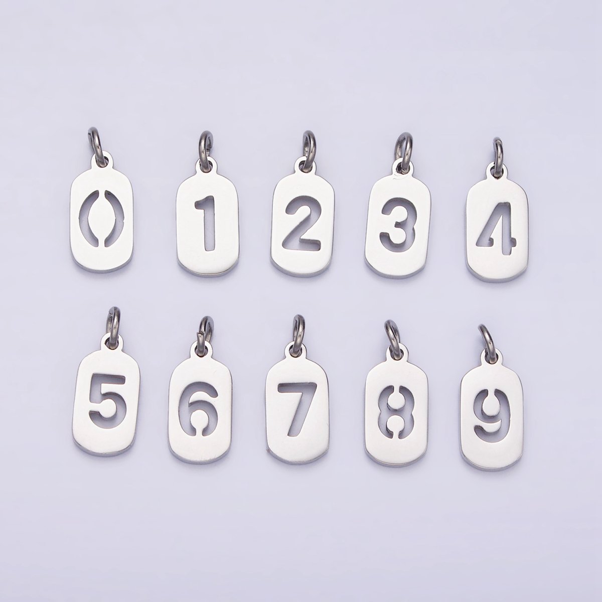 Stainless Steel 13.5mm Number 0 - 9 Open Script Mini Tag Add - On Silver Charm P - 601 - P - 610 - DLUXCA