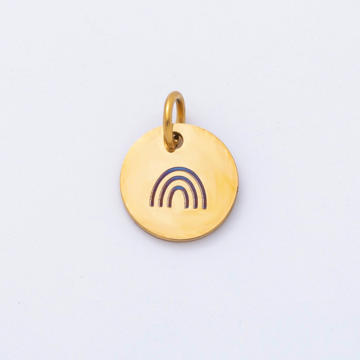 Stainless Steel 13mm Round Engrave Laser Charm in Mountain, Rainbow, Dog Paws & Palm Tree | AH - 904 - AH - 908 - DLUXCA