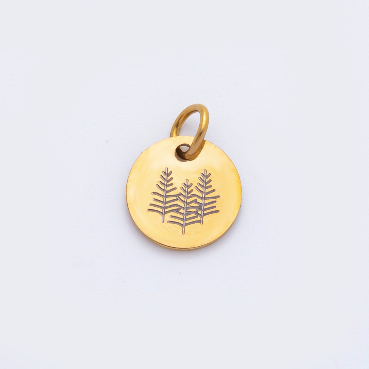 Stainless Steel 13mm Round Engrave Laser Charm in Mountain, Rainbow, Dog Paws & Palm Tree | AH - 904 - AH - 908 - DLUXCA