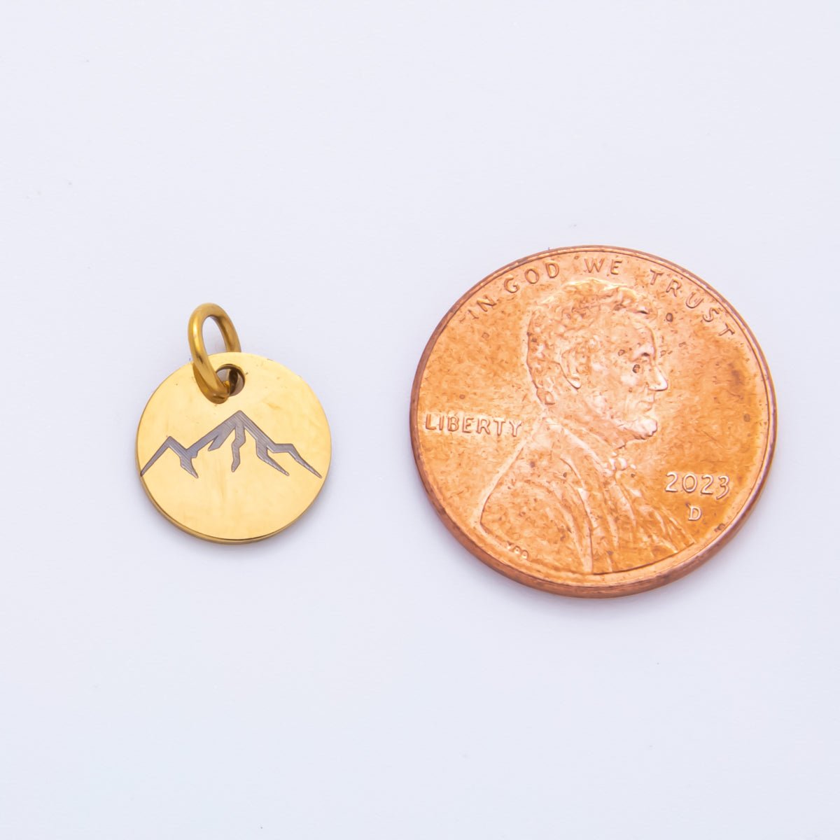Stainless Steel 13mm Round Engrave Laser Charm in Mountain, Rainbow, Dog Paws & Palm Tree | AH - 904 - AH - 908 - DLUXCA