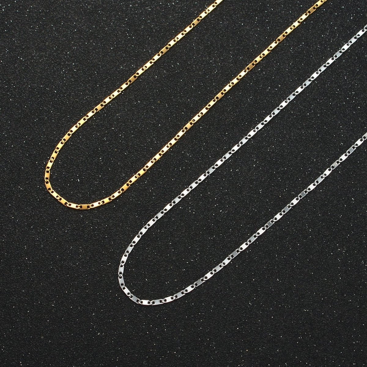 Stainless Steel 1.4mm Anchor Chain 17.7 Inch Necklace, Gold or Silver Tone | WA - 2598, WA - 2599 - DLUXCA