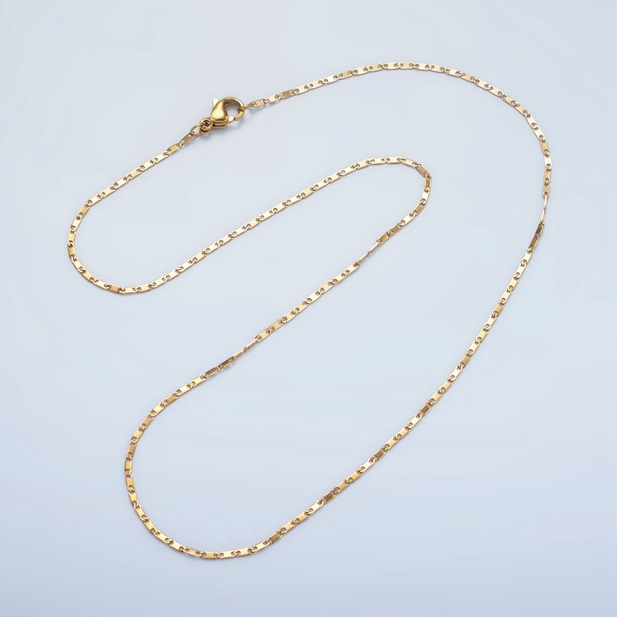 Stainless Steel 1.4mm Anchor Chain 17.7 Inch Necklace, Gold or Silver Tone | WA - 2598, WA - 2599 - DLUXCA