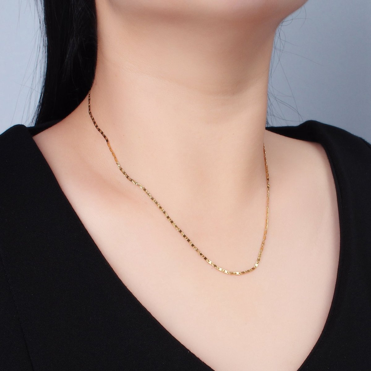 Stainless Steel 1.4mm Anchor Chain 17.7 Inch Necklace, Gold or Silver Tone | WA - 2598, WA - 2599 - DLUXCA