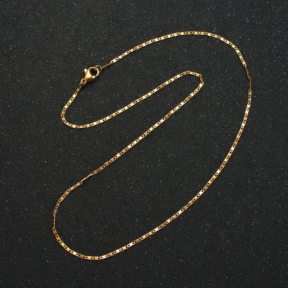 Stainless Steel 1.4mm Anchor Chain 17.7 Inch Necklace, Gold or Silver Tone | WA - 2598, WA - 2599 - DLUXCA