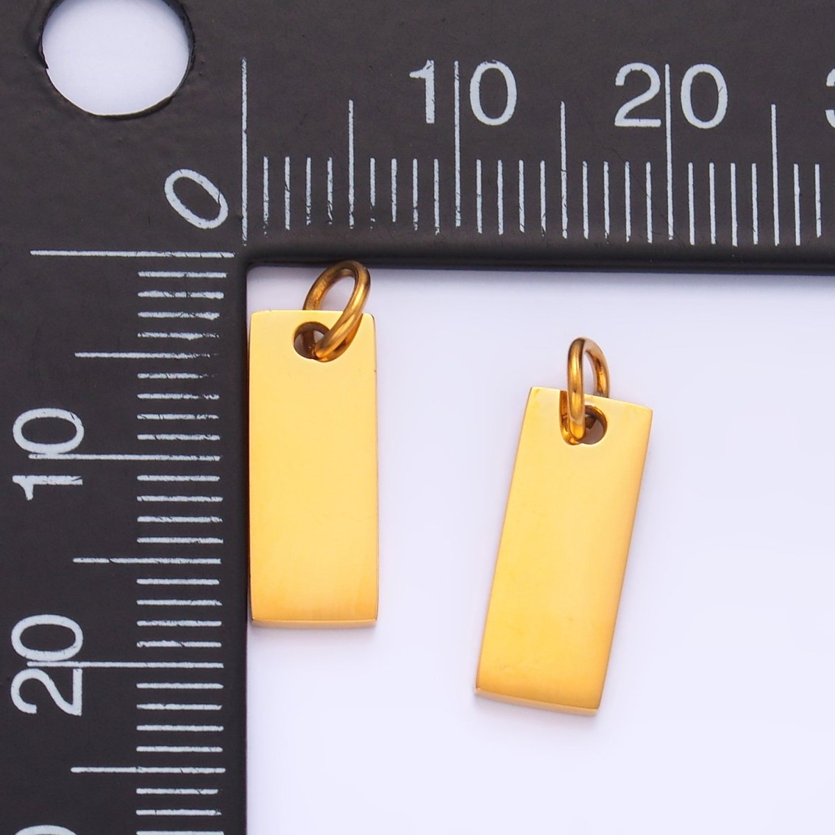 Stainless Steel 15mm Minimalist Rectangular Tag Mini Charm | P768 - DLUXCA