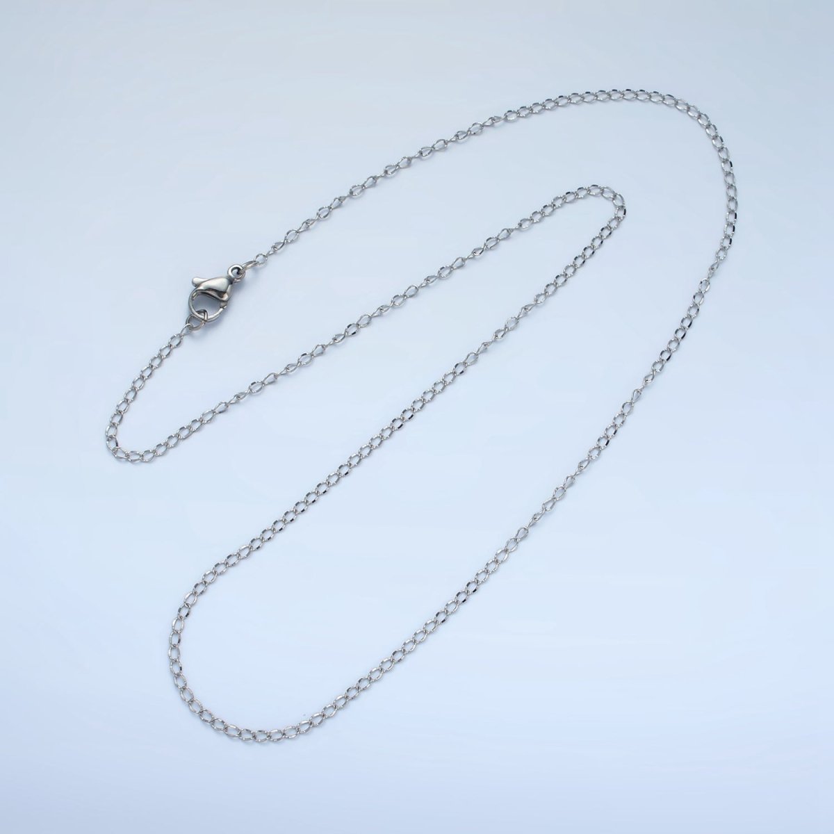 Stainless Steel 1.6mm Curb Chain 17.7 Inch Necklace, Gold or Silver Tone | WA - 2606, WA - 2607 - DLUXCA