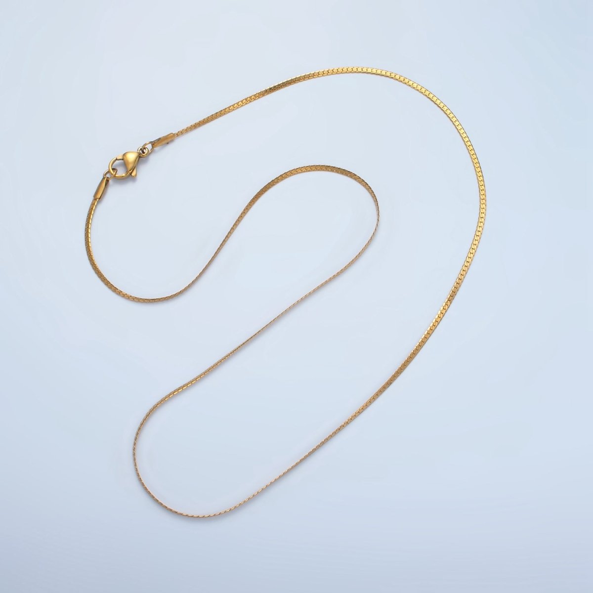 Stainless Steel 1.6mm Herringbone Chain 17.7 Inch Necklace, Gold or Silver Tone | WA - 2608, WA - 2609 - DLUXCA