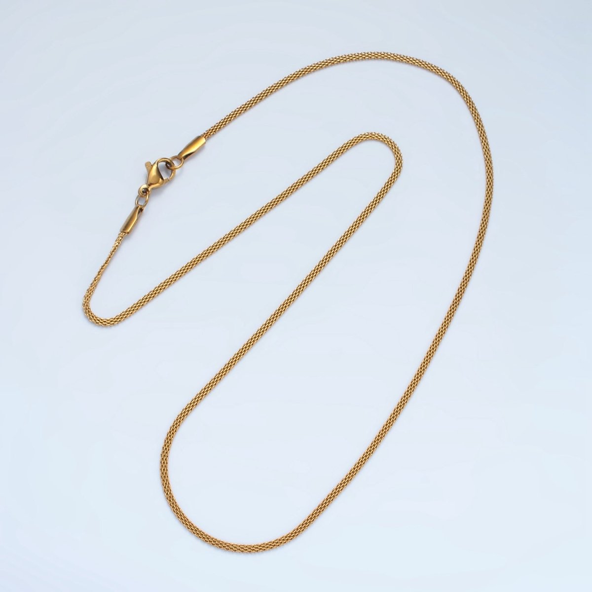 Stainless Steel 1.7mm Panther Chain 18.1 Inch Necklace, Gold or Silver Tone | WA - 2602, WA - 2603 - DLUXCA