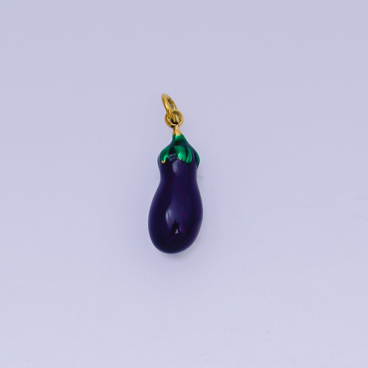 Stainless Steel 18mm Purple Enamel Art Eggplant Vegetable Charm | J - 502 - DLUXCA