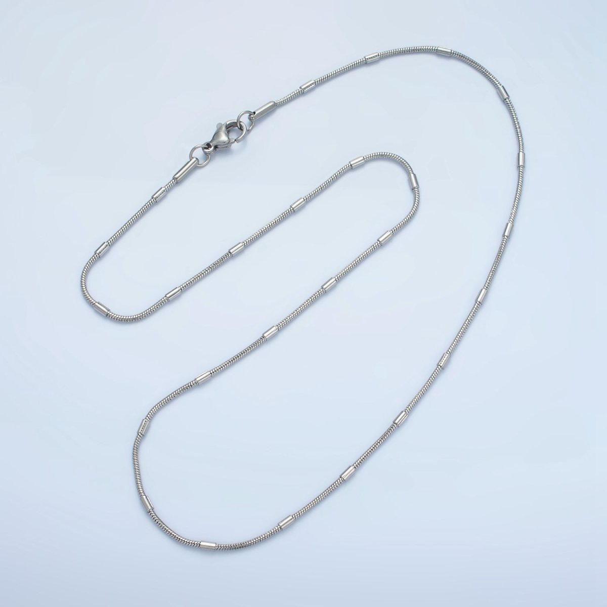 Stainless Steel 1.8mm Satellite Bead Snake Chain 17.9 Inch Necklace, Gold or Silver Tone | WA - 2612, WA - 2613 - DLUXCA