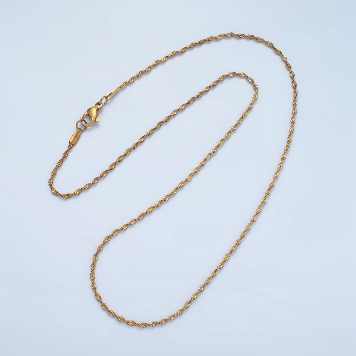 Stainless Steel 1.8mm Singapore Chain 17.7 Inch Necklace, Gold or Silver Tone | WA - 2600, WA - 2601 - DLUXCA