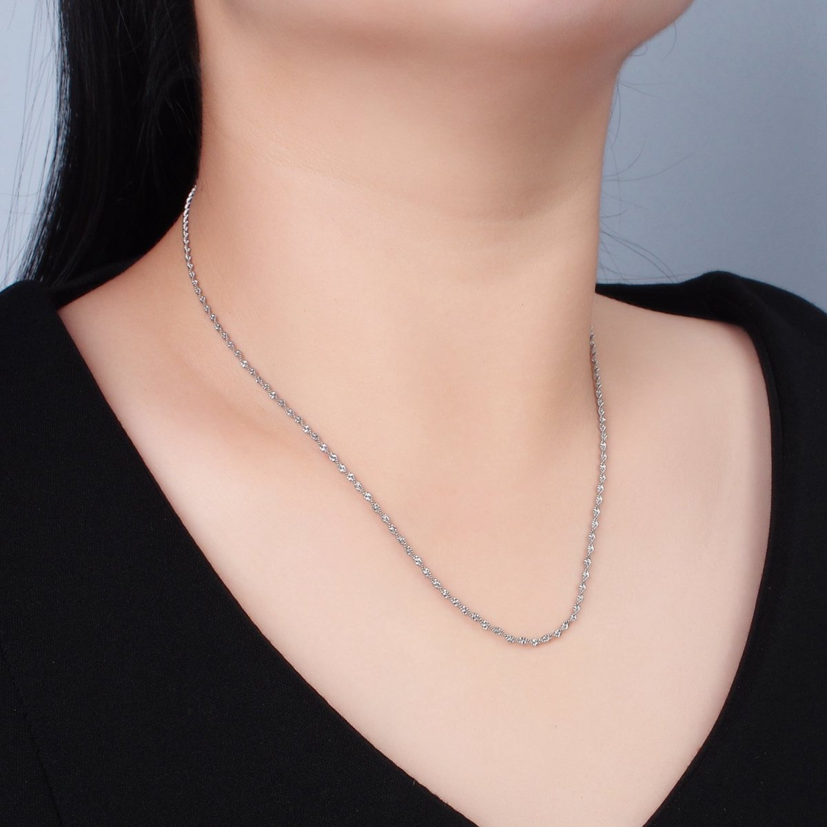 Stainless Steel 1.8mm Singapore Chain 17.7 Inch Necklace, Gold or Silver Tone | WA - 2600, WA - 2601 - DLUXCA