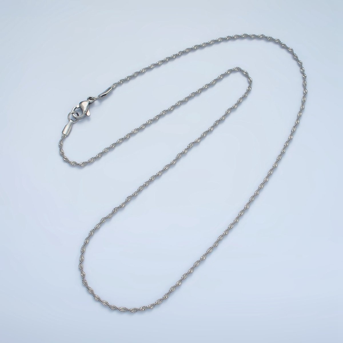 Stainless Steel 1.8mm Singapore Chain 17.7 Inch Necklace, Gold or Silver Tone | WA - 2600, WA - 2601 - DLUXCA