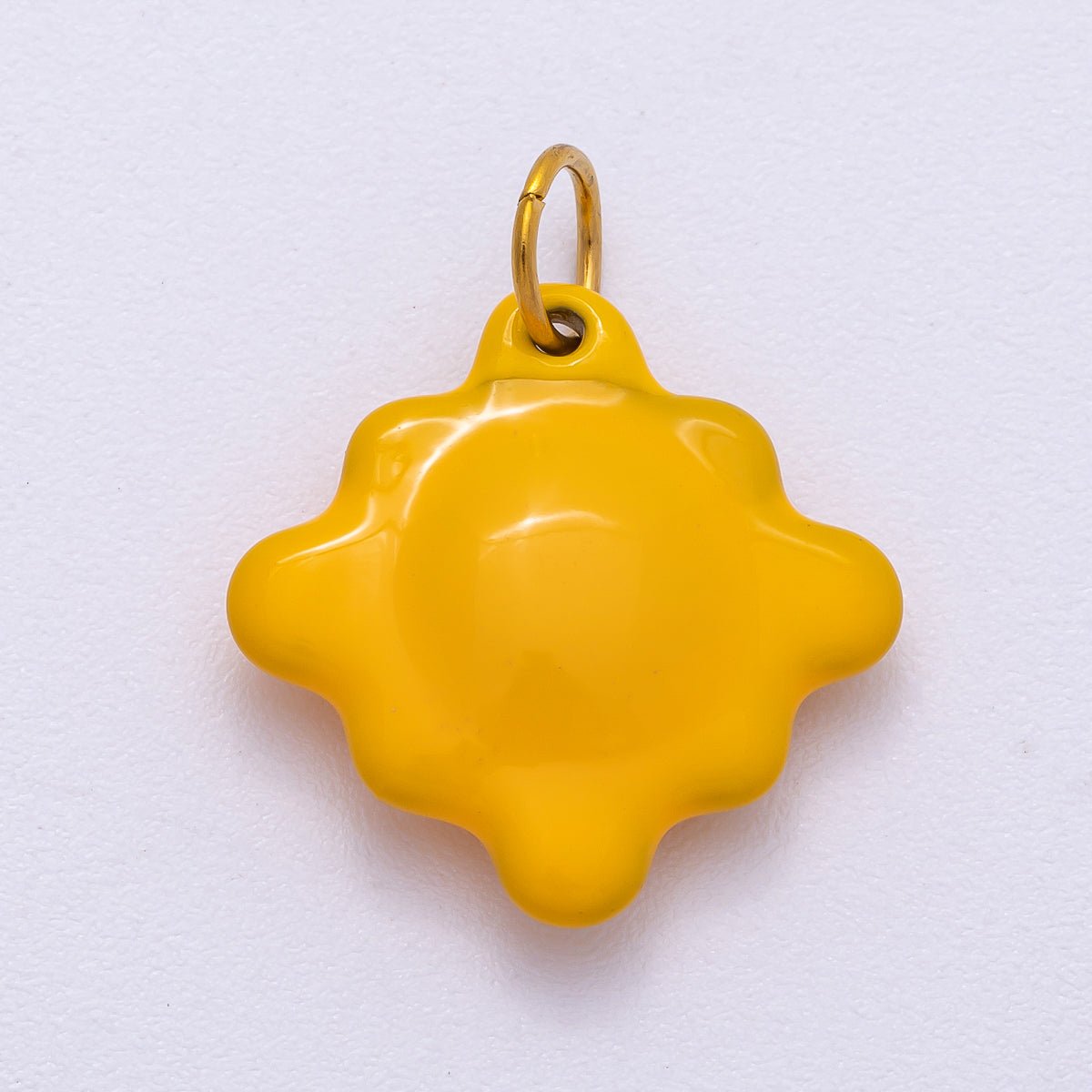 Stainless Steel 18mm Yellow Cheese Crackers Rhombus Enamel Charm | Charms - 00501 - DLUXCA