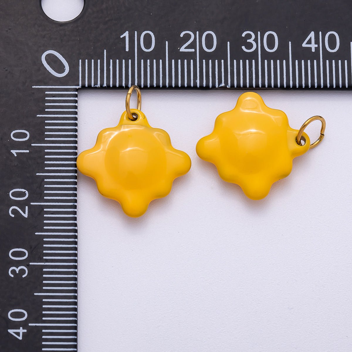 Stainless Steel 18mm Yellow Cheese Crackers Rhombus Enamel Charm | Charms - 00501 - DLUXCA