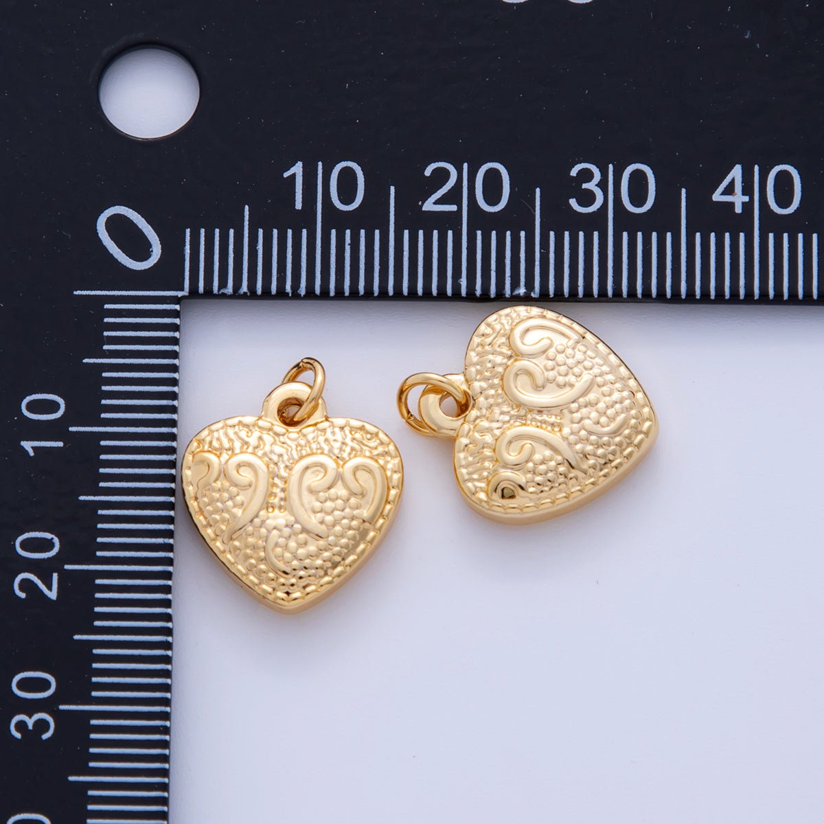 Stainless Steel 19mm Textured Artisan Heart Charm | AF320 - DLUXCA