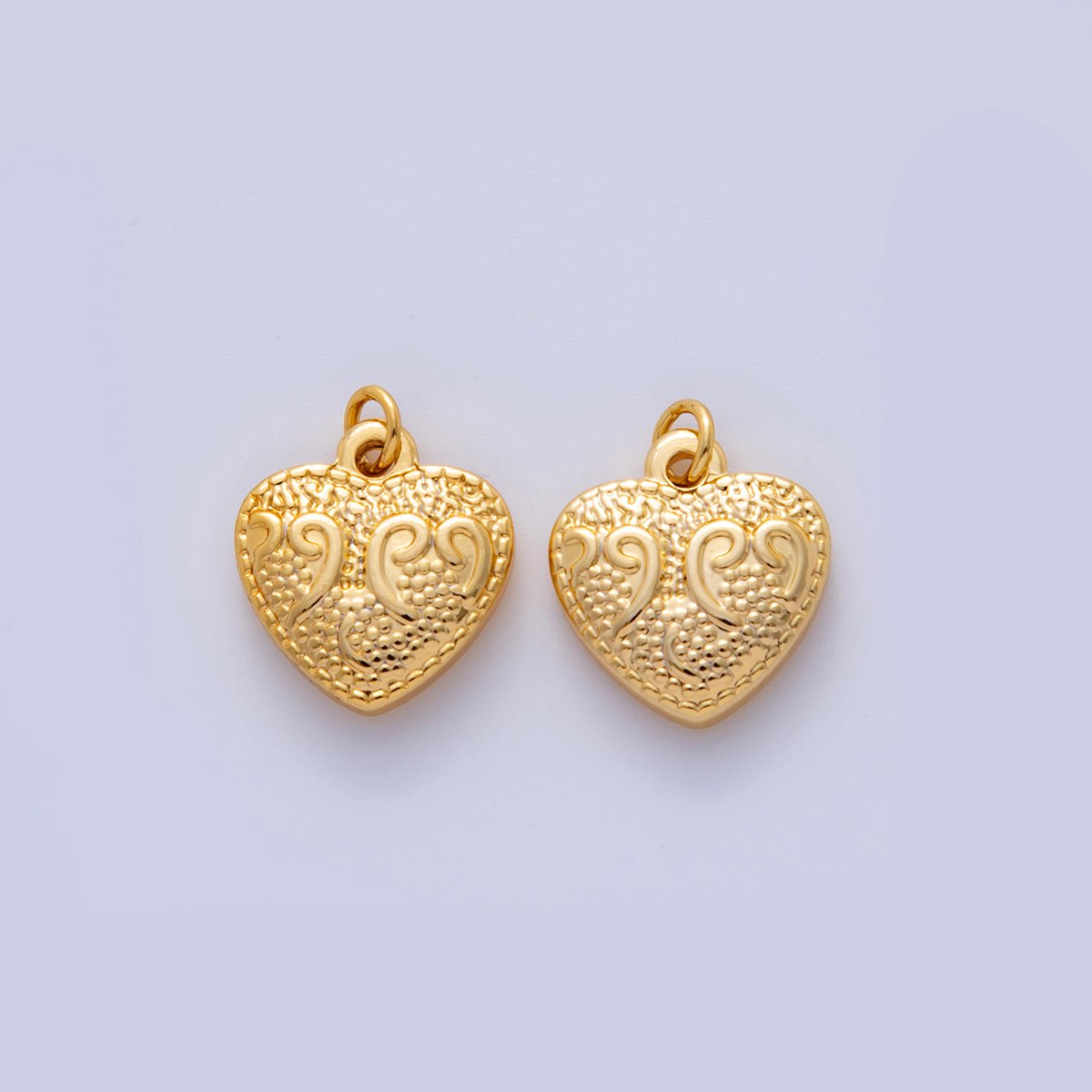 Stainless Steel 19mm Textured Artisan Heart Charm | AF320 - DLUXCA