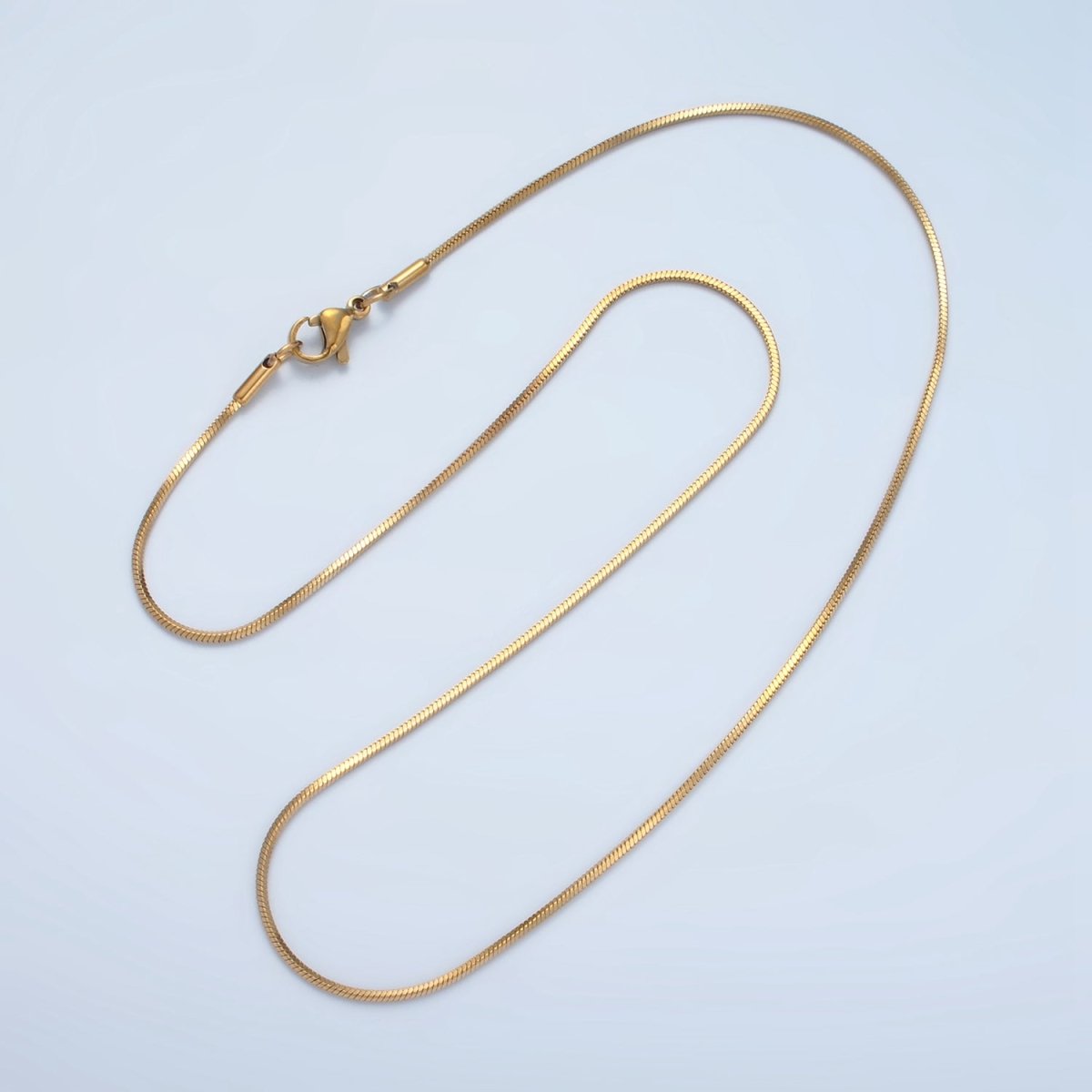 Stainless Steel 1mm Snake Chain 17.7 Inch Necklace, Gold or Silver Tone | WA - 2596, WA - 2597 - DLUXCA