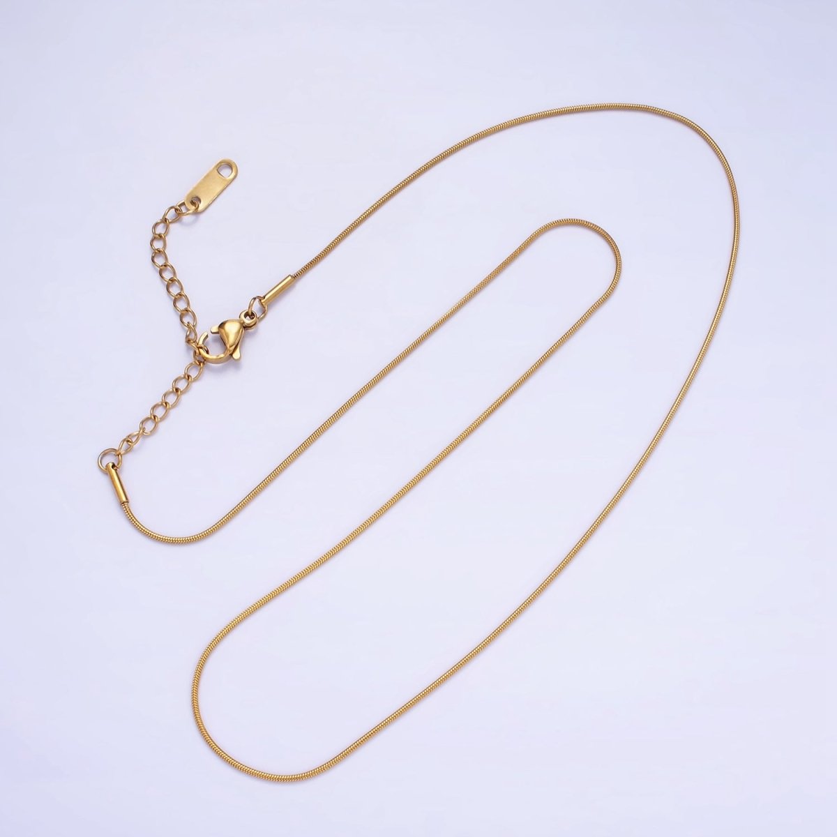 Stainless Steel 1mm Snake Chain 18 Inch Necklace w. Extender in Gold & Silver | WA-2486 WA-2487 - DLUXCA