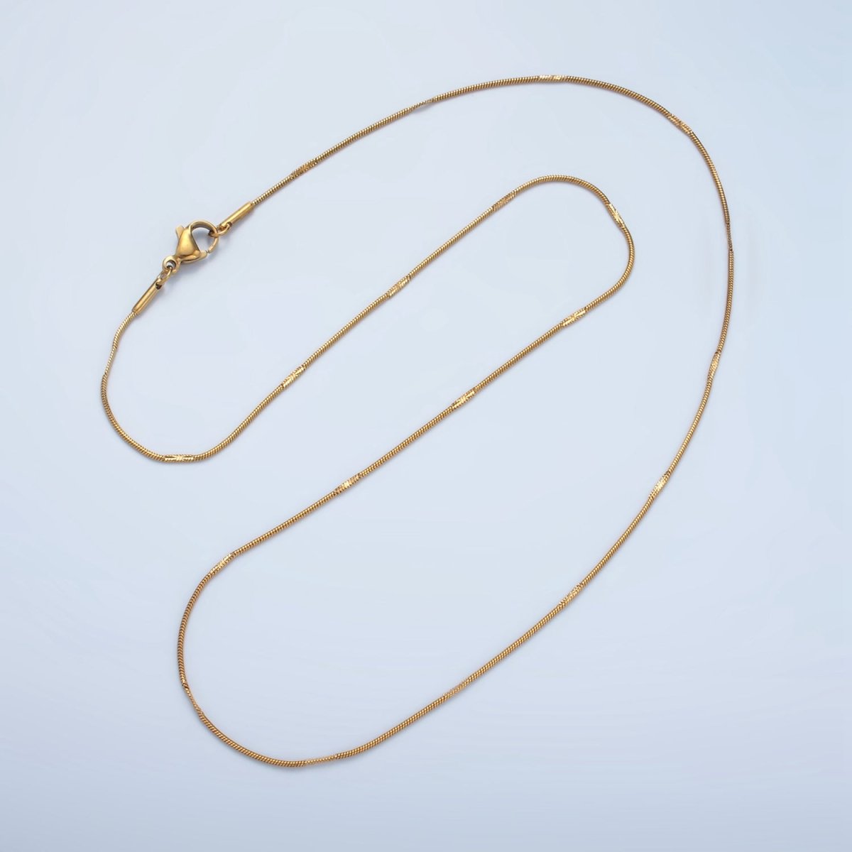 Stainless Steel 1mm Snake Chain 19.7 Inch Necklace, Gold or Silver Tone | WA - 2594, WA - 2595 - DLUXCA