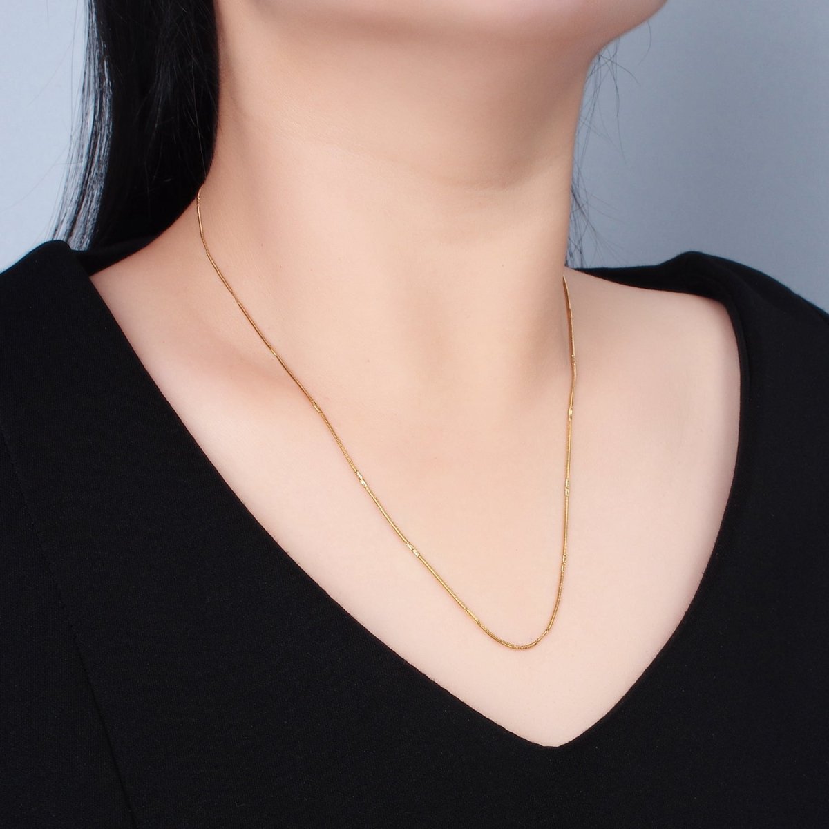 Stainless Steel 1mm Snake Chain 19.7 Inch Necklace, Gold or Silver Tone | WA - 2594, WA - 2595 - DLUXCA