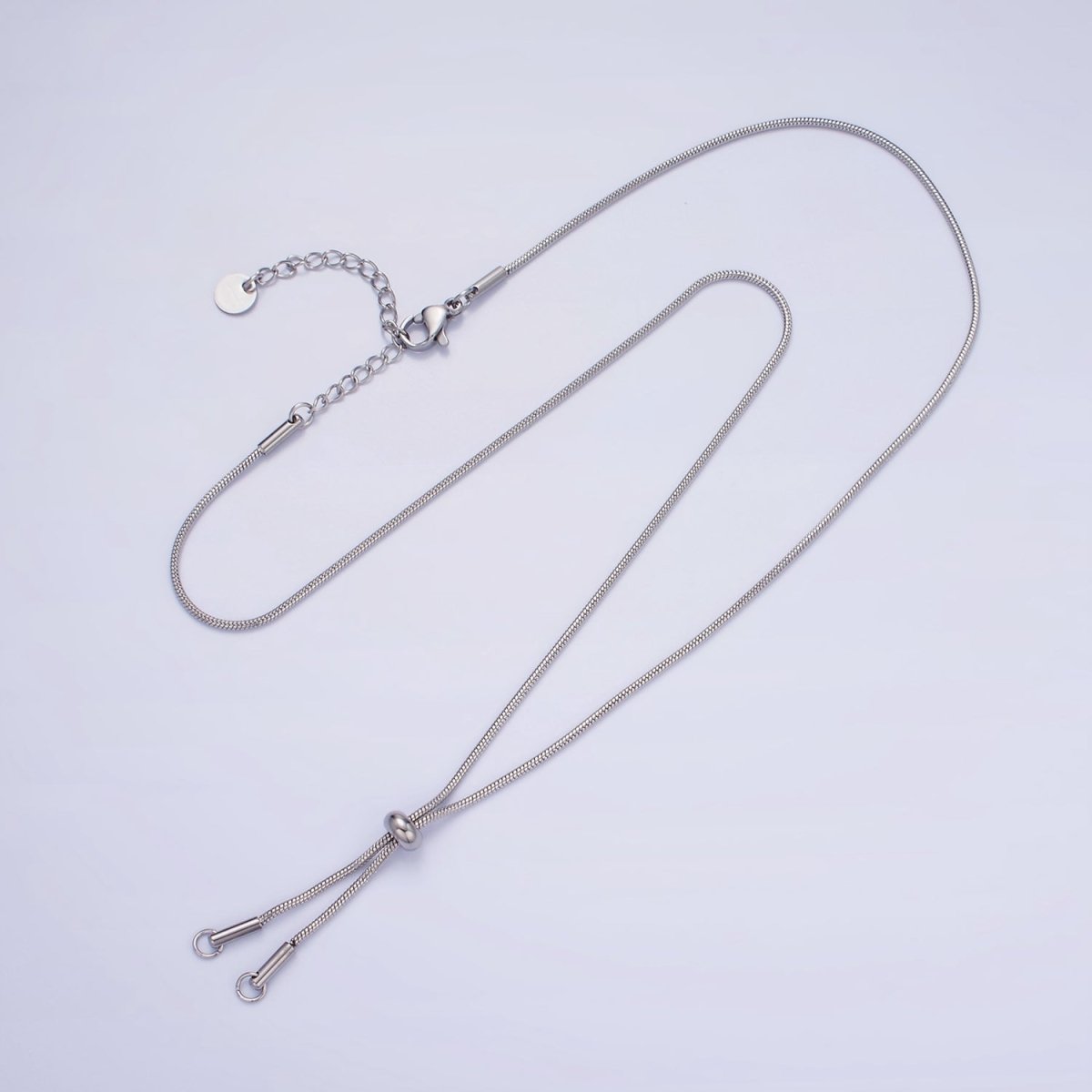Stainless Steel 1mm Snake Chain Slider 20 Inch Y Necklace Gold & Silver | WA-2488 WA-2489 - DLUXCA