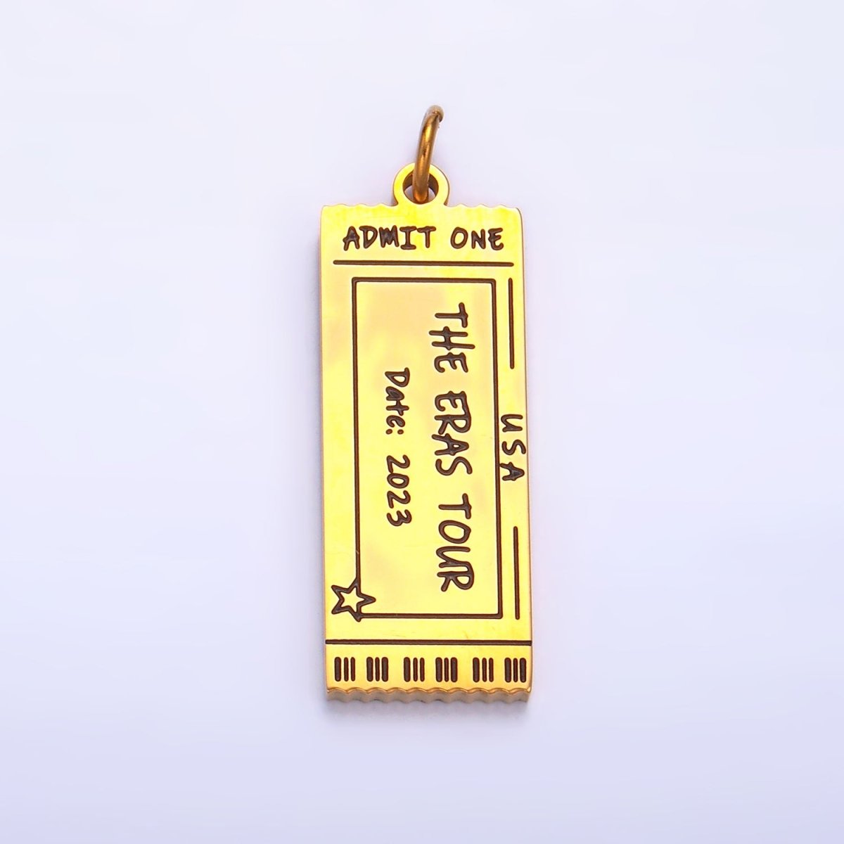 Stainless Steel 2023 "Eras" Script Engraved Admit Ticket Charm | P1268 - DLUXCA