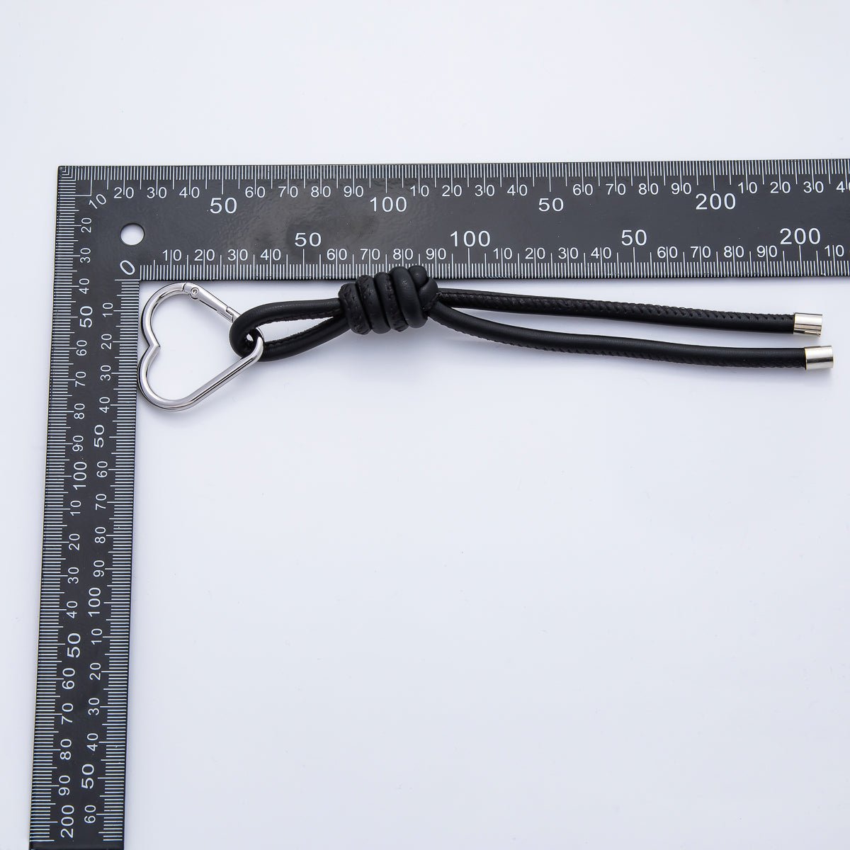 Stainless Steel 205mm Black Leather Knot Cord Heart Push Gate Keychain Accessories | WB - 00184 - DLUXCA