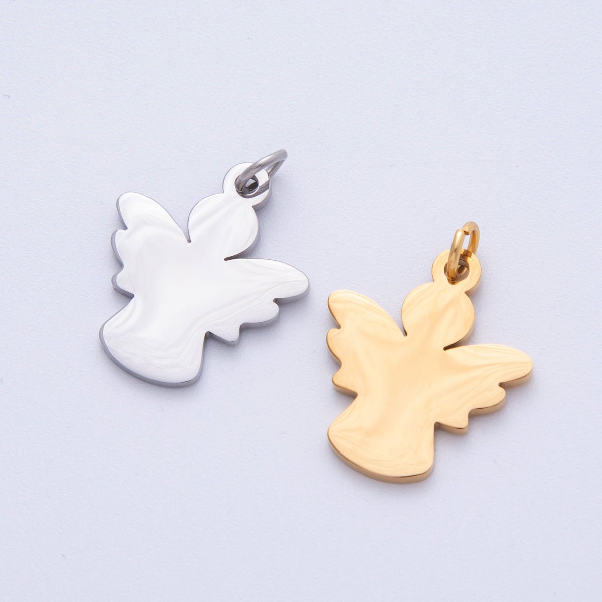 Stainless Steel 20mm Angel Silhouette Minimalist Charm in Gold & Silver | Charms - 00097 Charms - 00098 - DLUXCA
