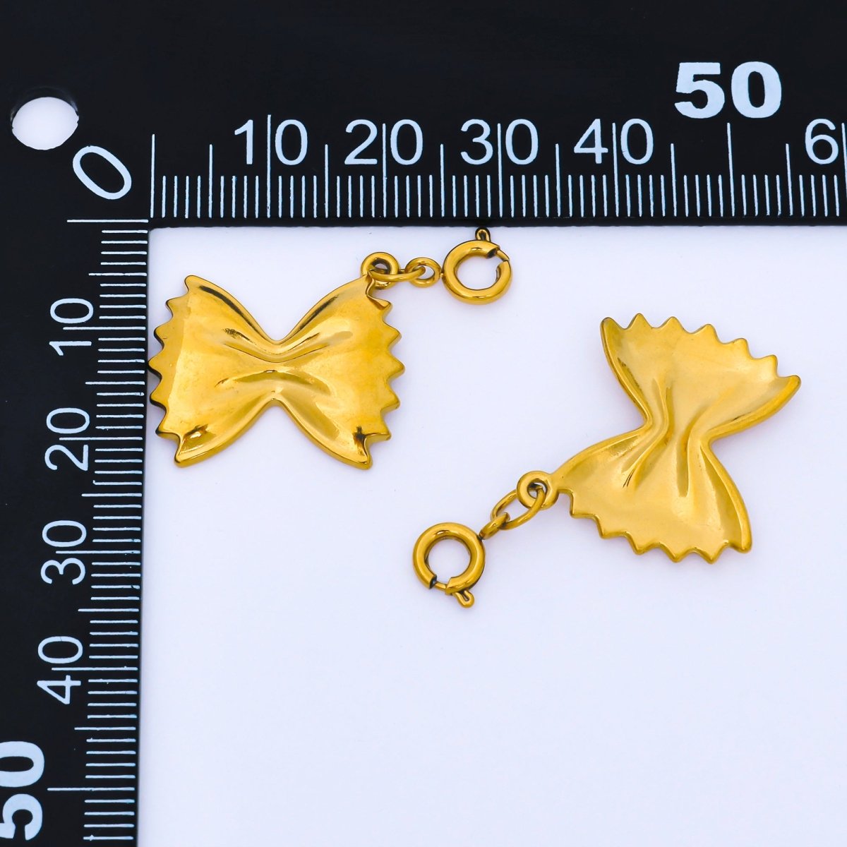 Stainless Steel 20mm Bow Tie Pasta Charm Foodie Pendant | J591 - DLUXCA