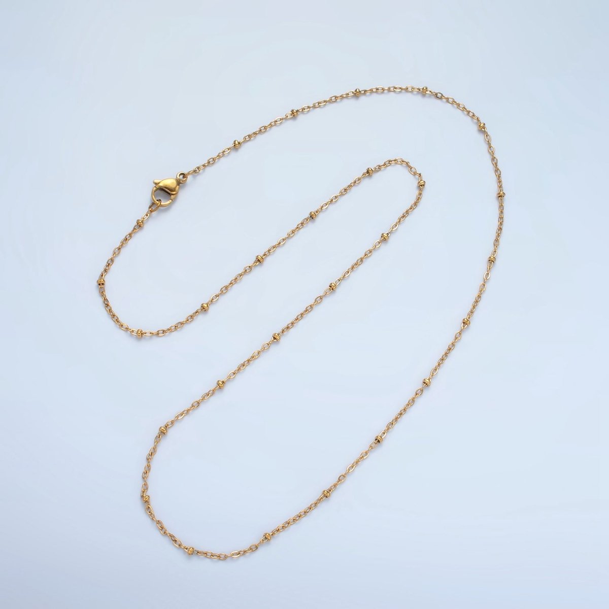 Stainless Steel 2.2mm Satellite Bead Cable Chain 19.3 Inch Necklace, Gold or Silver Tone | WA - 2610, WA - 2611 - DLUXCA