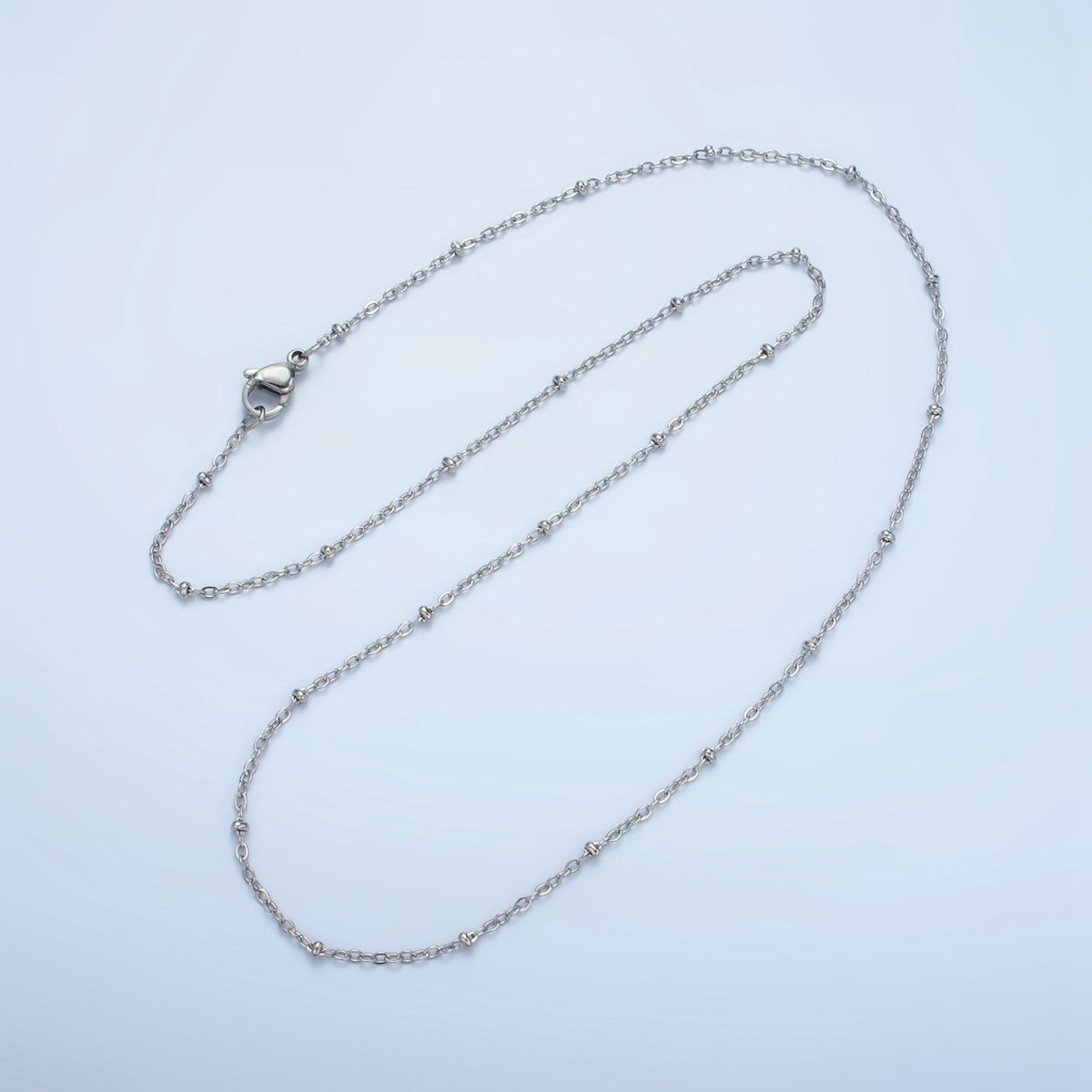 Stainless Steel 2.2mm Satellite Bead Cable Chain 19.3 Inch Necklace, Gold or Silver Tone | WA - 2610, WA - 2611 - DLUXCA