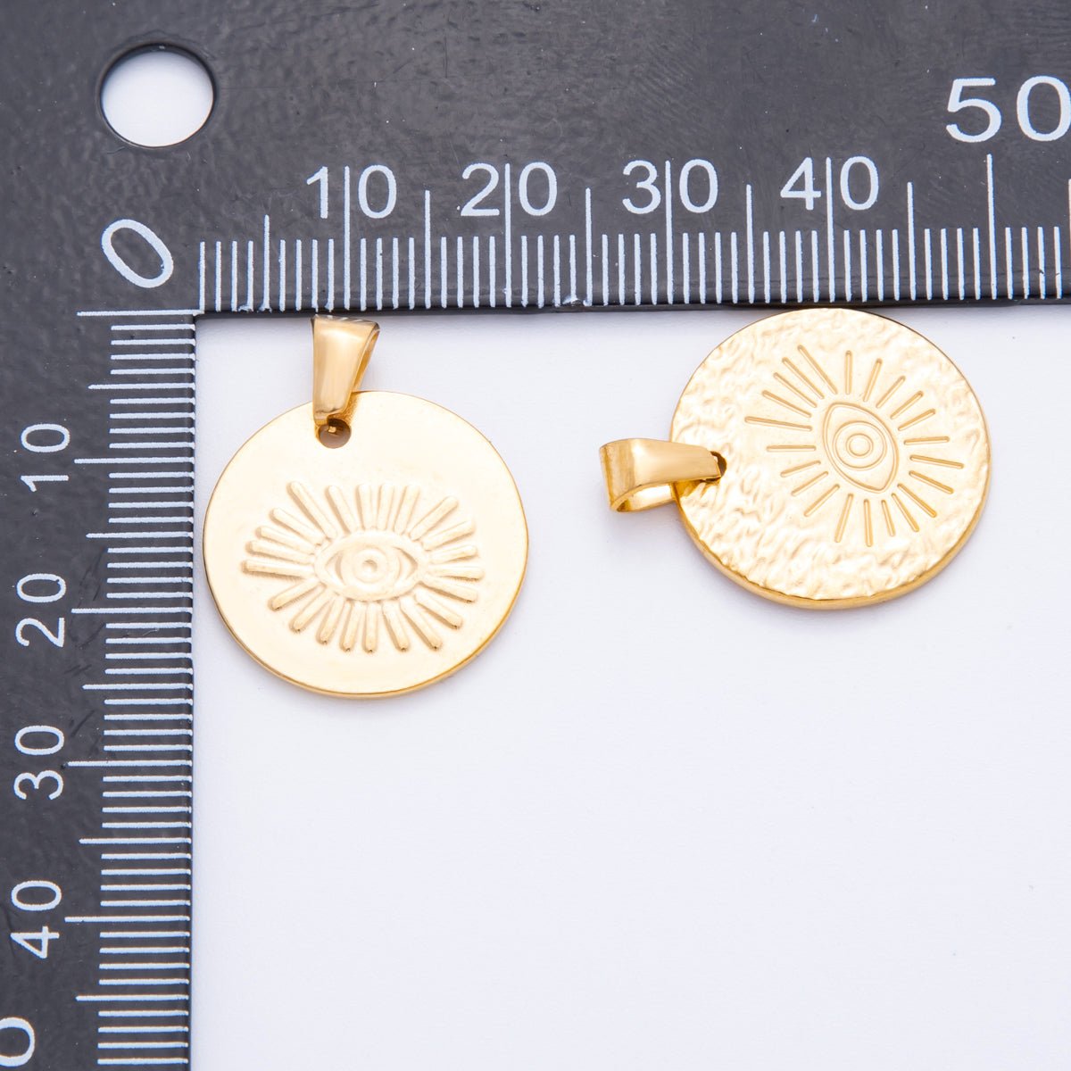Stainless Steel 25mm Evil Eye Sunburst Round Pendant Charm | J549 - DLUXCA