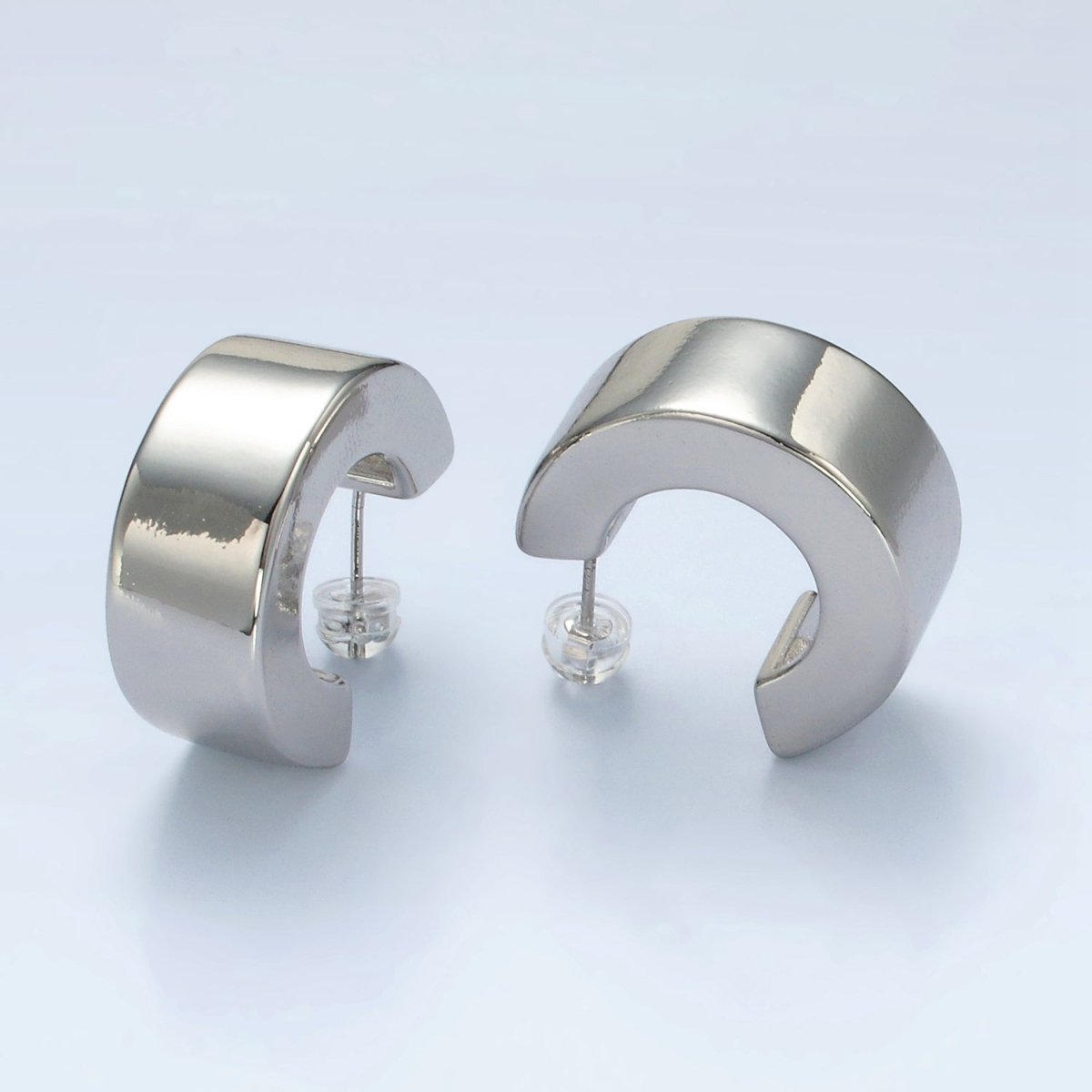 Stainless Steel 25mm Minimalist Wide C - Shaped Hoop Earrings in Gold & Silver | P536 P537 - DLUXCA