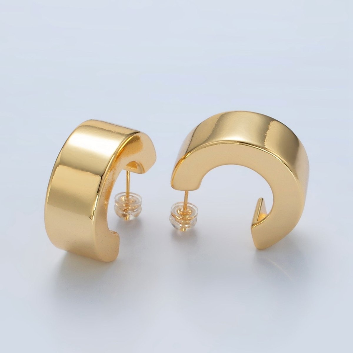 Stainless Steel 25mm Minimalist Wide C - Shaped Hoop Earrings in Gold & Silver | P536 P537 - DLUXCA