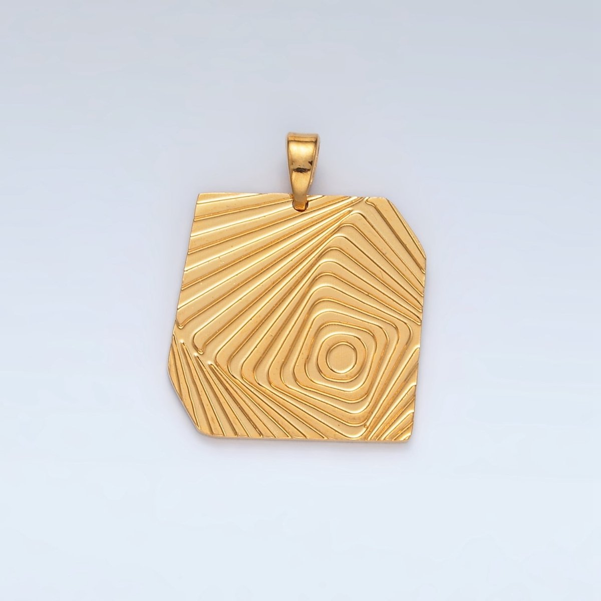 Stainless Steel 25mm Square Lined Geometric Pendant | P1475 - DLUXCA