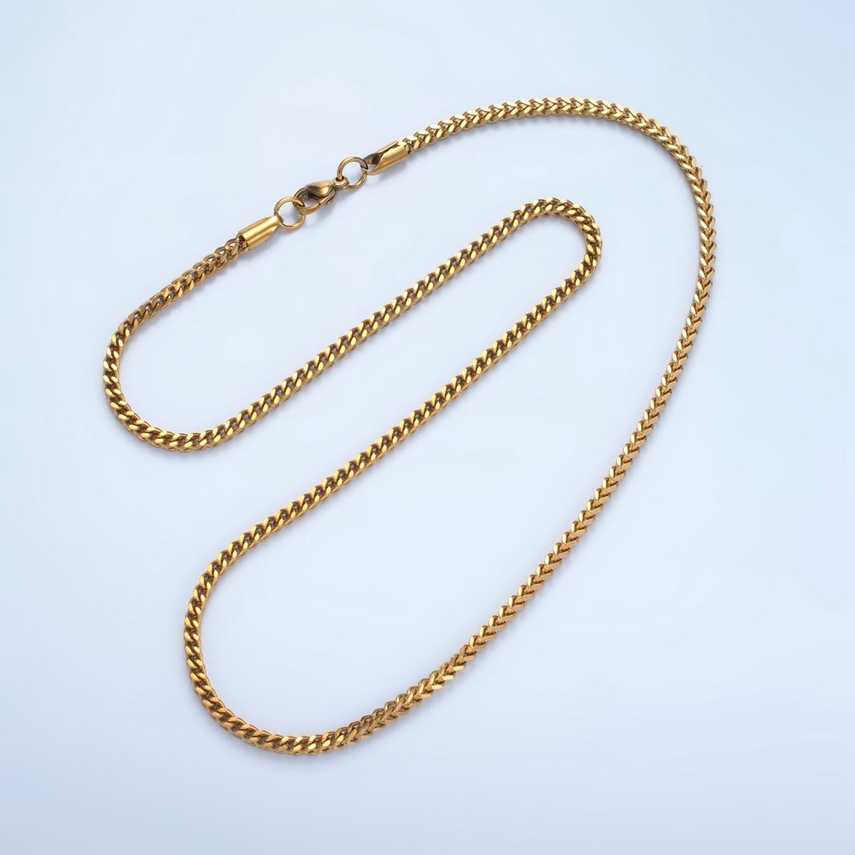 Stainless Steel 2.7mm Curb Chain 19.7 Inch Necklace, Gold or Silver Tone | WA - 2590, WA - 2591 - DLUXCA