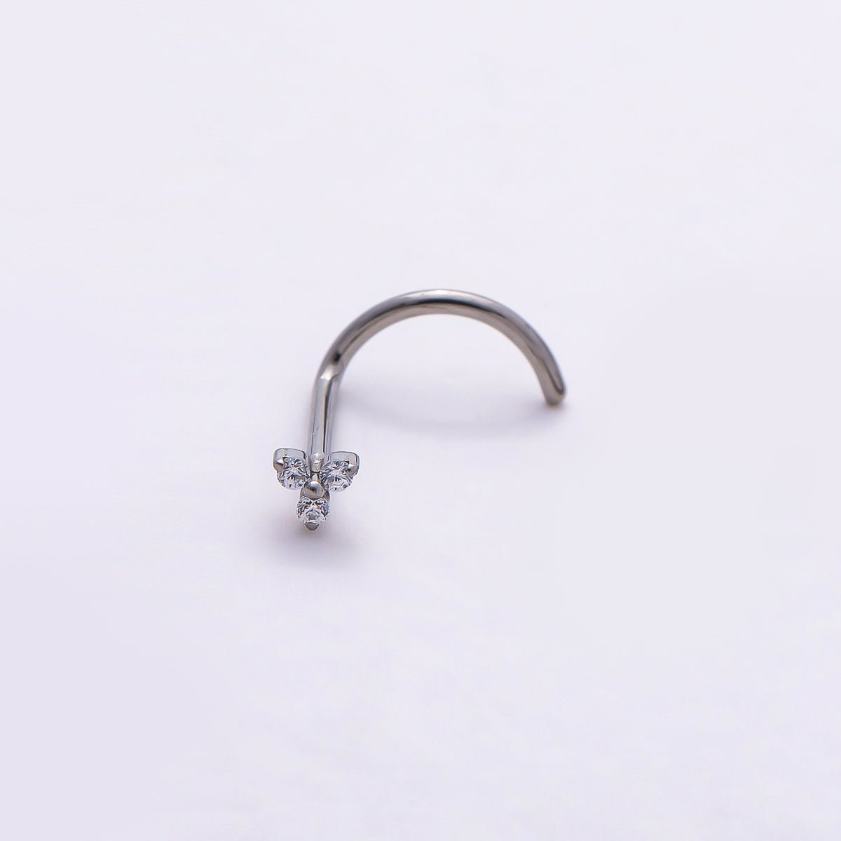 Stainless Steel 2mm Clear CZ Flower Cartilage Nose Single Piercing Stud in Gold & Silver | Findings-00216 Findings-00217 - DLUXCA