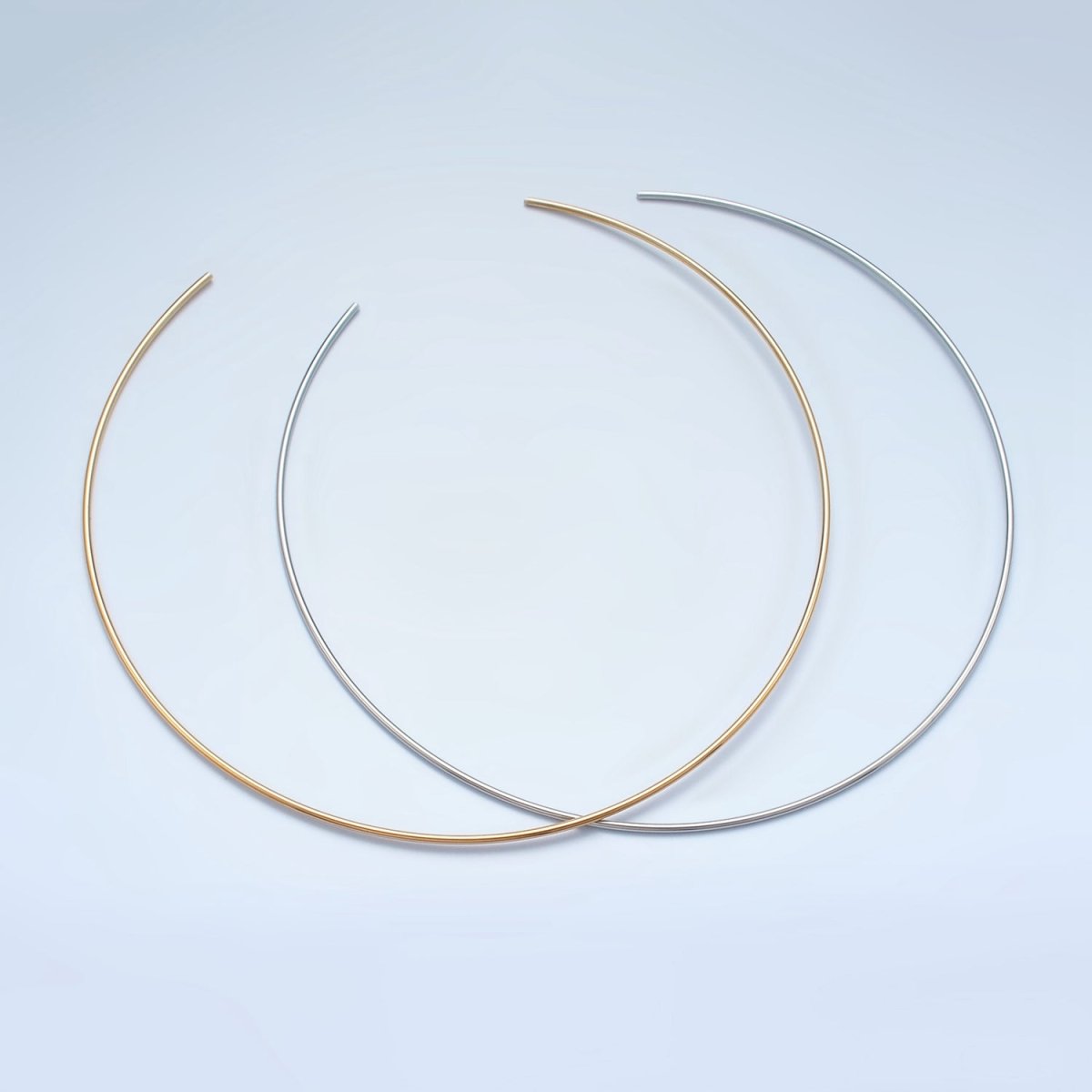 Stainless Steel 2mm Open Round Circle Necklace, Gold or Silver Tone | WA - 2620, WA - 2621 - DLUXCA